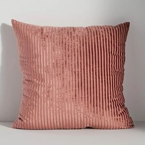 Anthropology Fiora Velvet Mauve Ribbed Throw Pillow. New With Tags, 22x22in.
